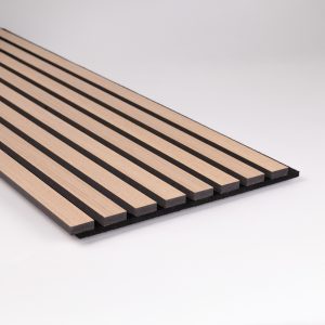 Spilepanel i MDF med eikefiner ubehandlet- svart fiberplate