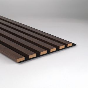 Spilepanel i Foliert MDF med Valnøtt print- svart fiberplate
