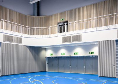 Heimdal skole – idrettshall - spilepanel levert av Otretek.